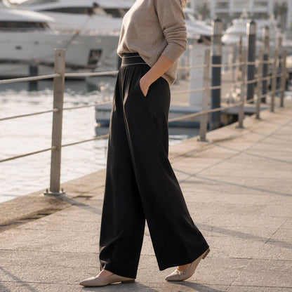 Women's Lightweight High-Waist Wide-Leg Pants