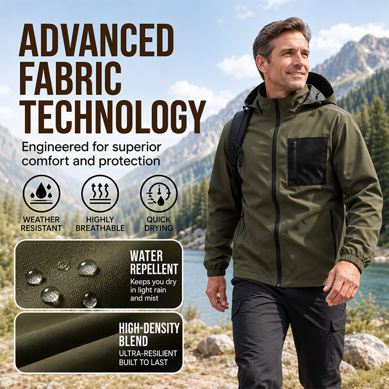 Men's Outdoor Windbreaker Jacket with Detachable Hood