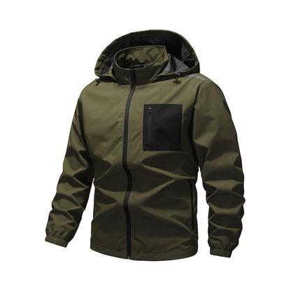 Men's Outdoor Windbreaker Jacket with Detachable Hood