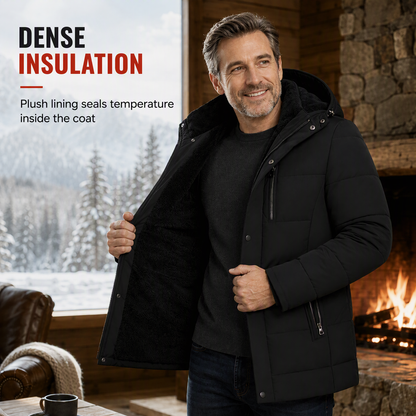 Men's Mid-Length Winter Padded Thickened Business Casual Cotton Coat for Middle-Aged Men