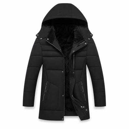 Men's Mid-Length Winter Padded Thickened Business Casual Cotton Coat for Middle-Aged Men