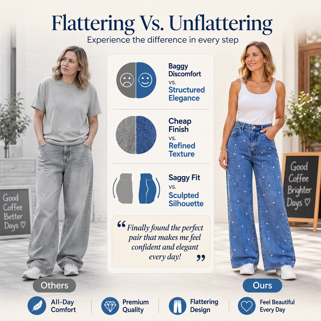 Women's Pearl Embellished Wide-Leg Jeans