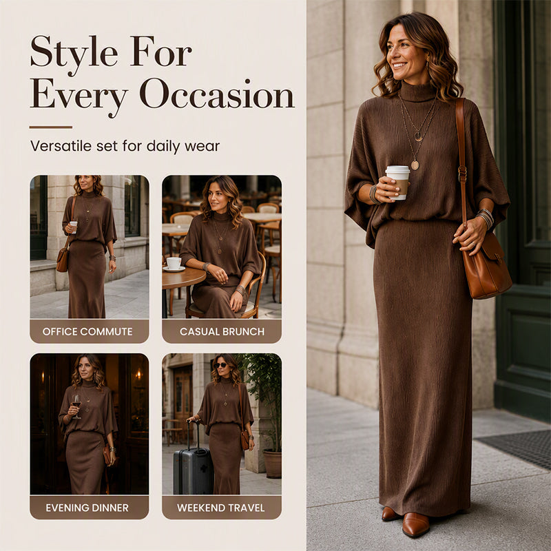 💖Women's Batwing Sleeve Top & Maxi Skirt Set