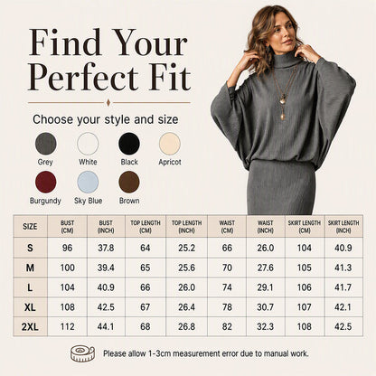 💖Women's Batwing Sleeve Top & Maxi Skirt Set