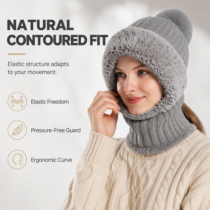Women's Winter One-Piece Knitted Beanie Scarf Mask