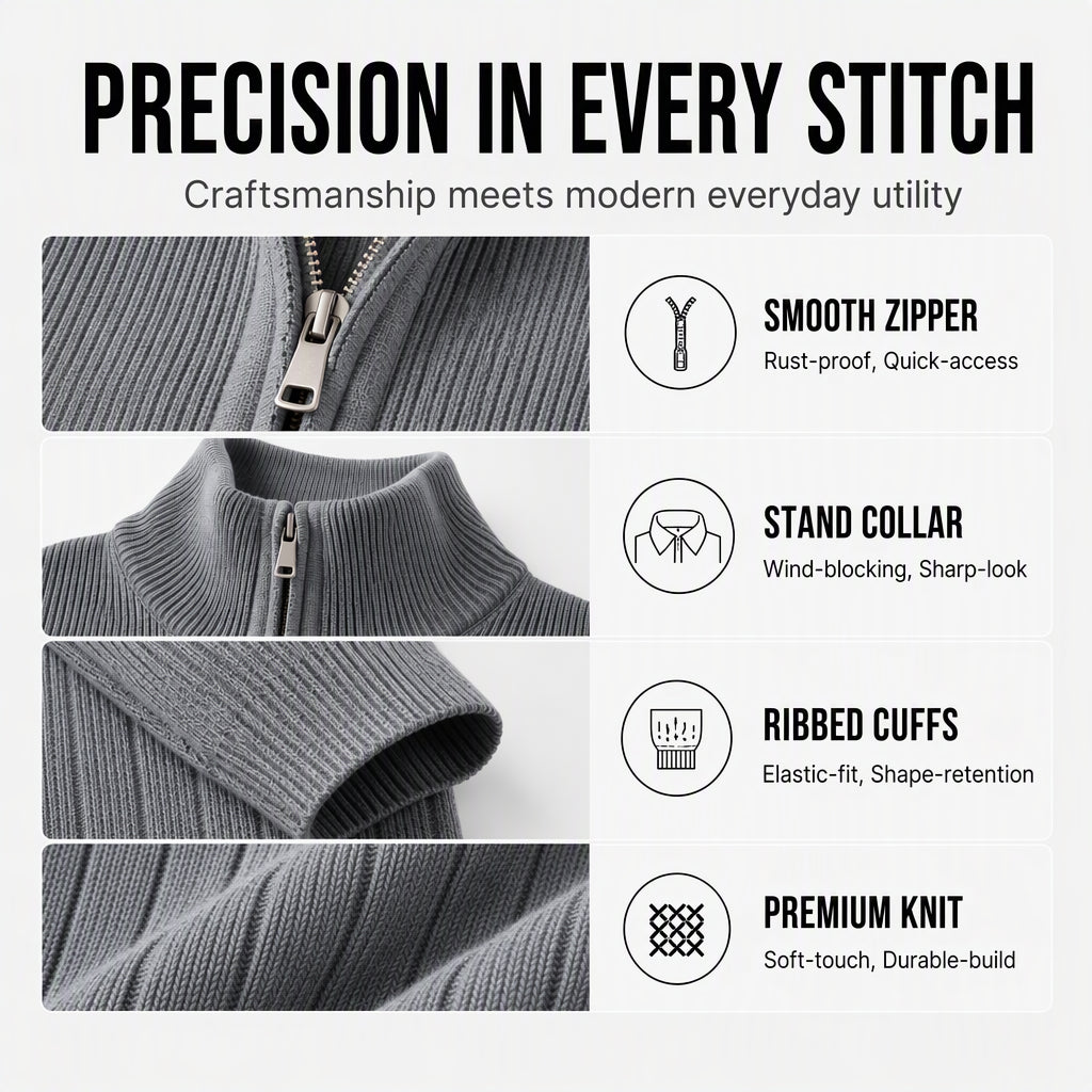 Men's Full-Zip Ribbed Knit Cardigan Sweater