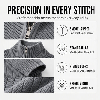 Men's Full-Zip Ribbed Knit Cardigan Sweater