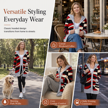 Women's Mid-Length Hooded Knit with Cotton Lining