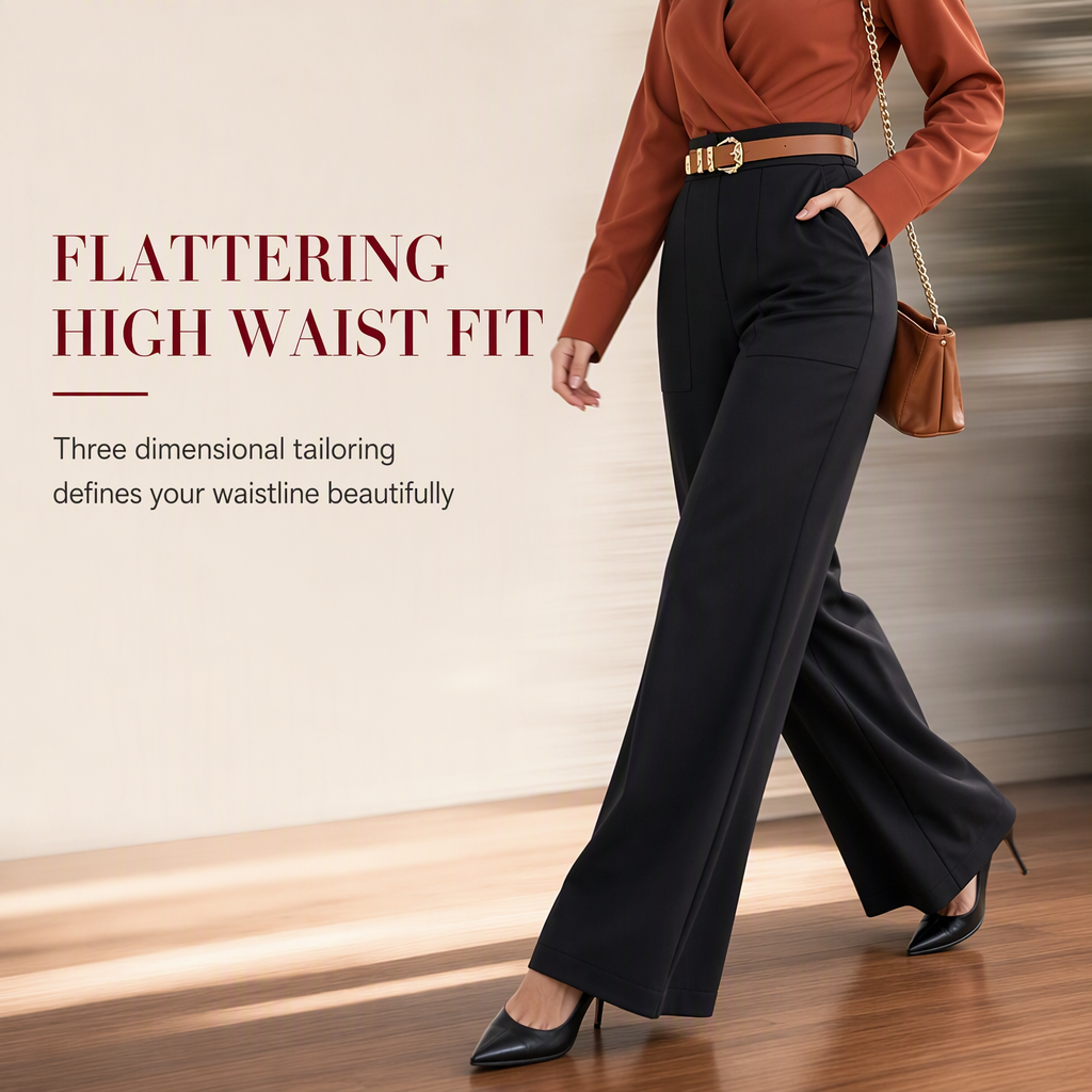 Women's Casual Wide Leg Suit Pants Autumn Winter Long Trousers