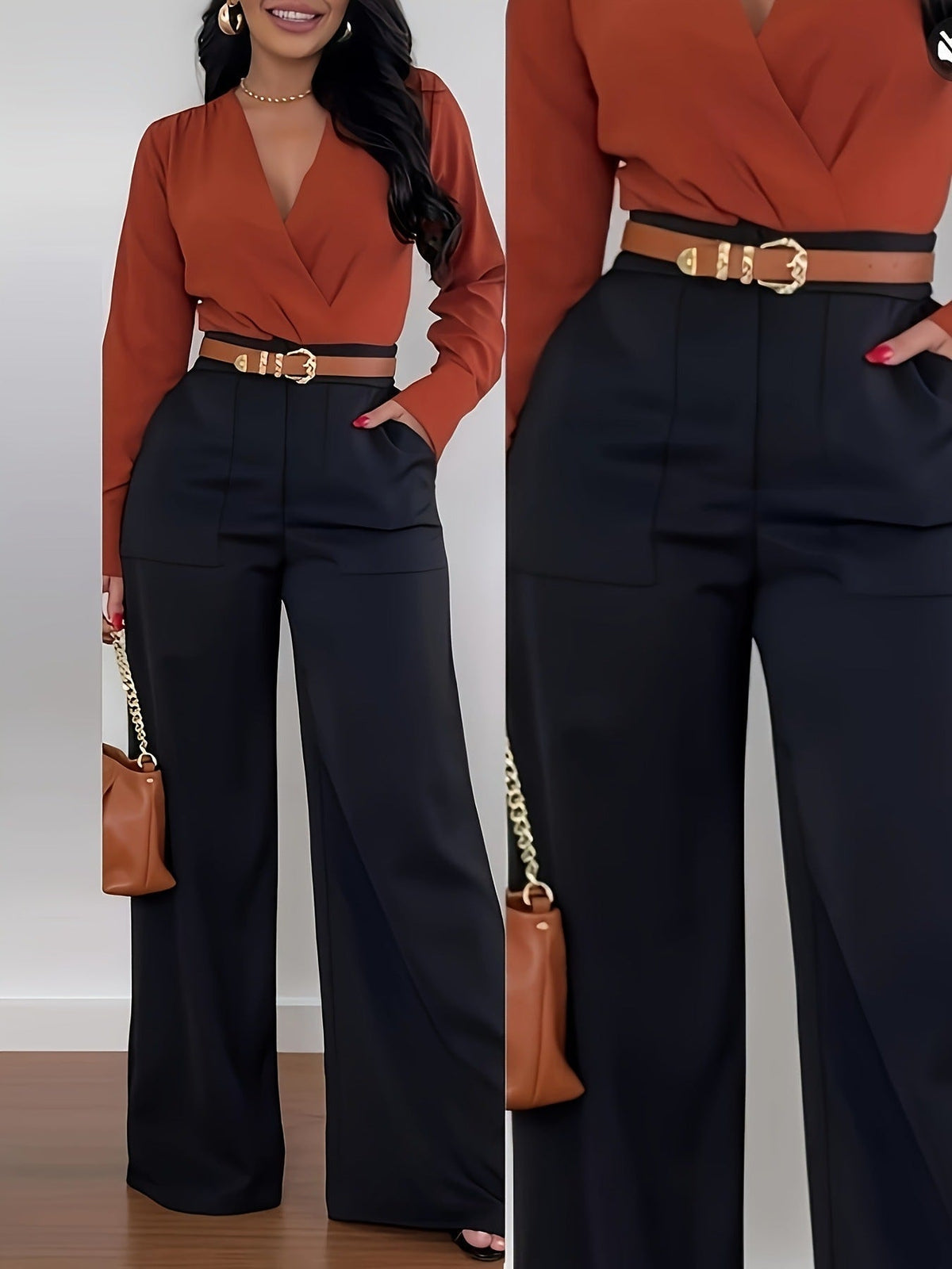 Women's Casual Wide Leg Suit Pants Autumn Winter Long Trousers
