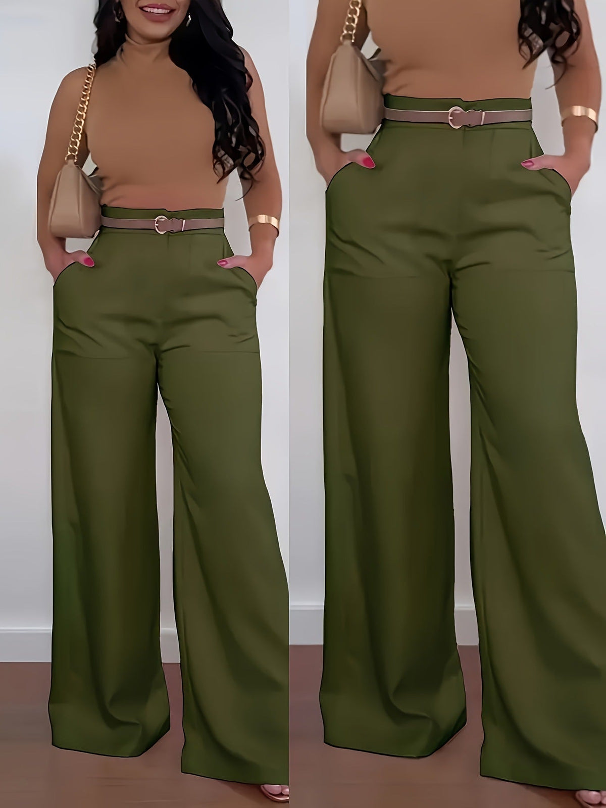 Women's Casual Wide Leg Suit Pants Autumn Winter Long Trousers