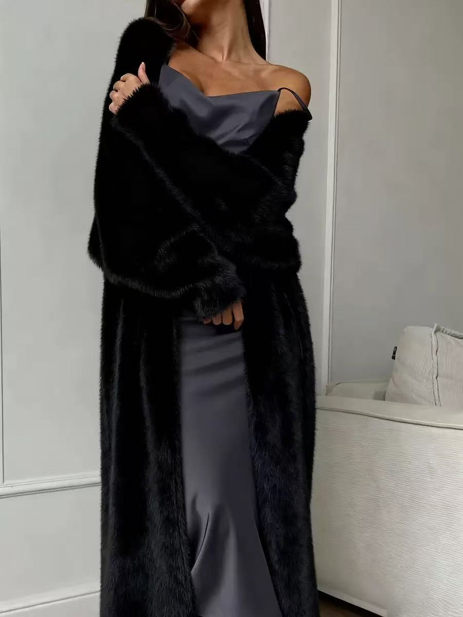 💖 🧸Women's Faux Mink Fleece Long Cardigan Sweater Fluffy Oversized Knit Coat for Autumn and Winter