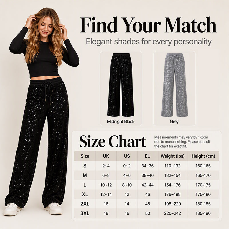 Women's Sparkling Sequin Wide-Leg Pants