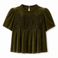 Women's Solid Short Sleeve Top with Ruffle Collar