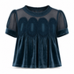 Women's Solid Short Sleeve Top with Ruffle Collar