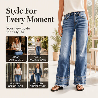 Women's Vintage Wide-Leg Jeans with Raw Hem