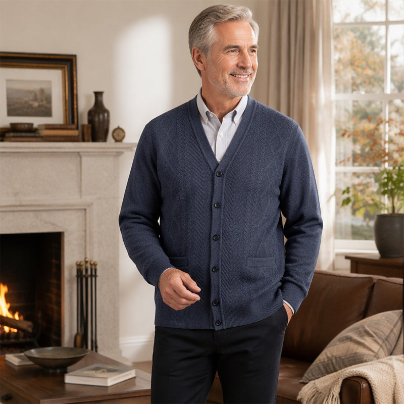 Men's Classic Thermal Cardigan Sweater