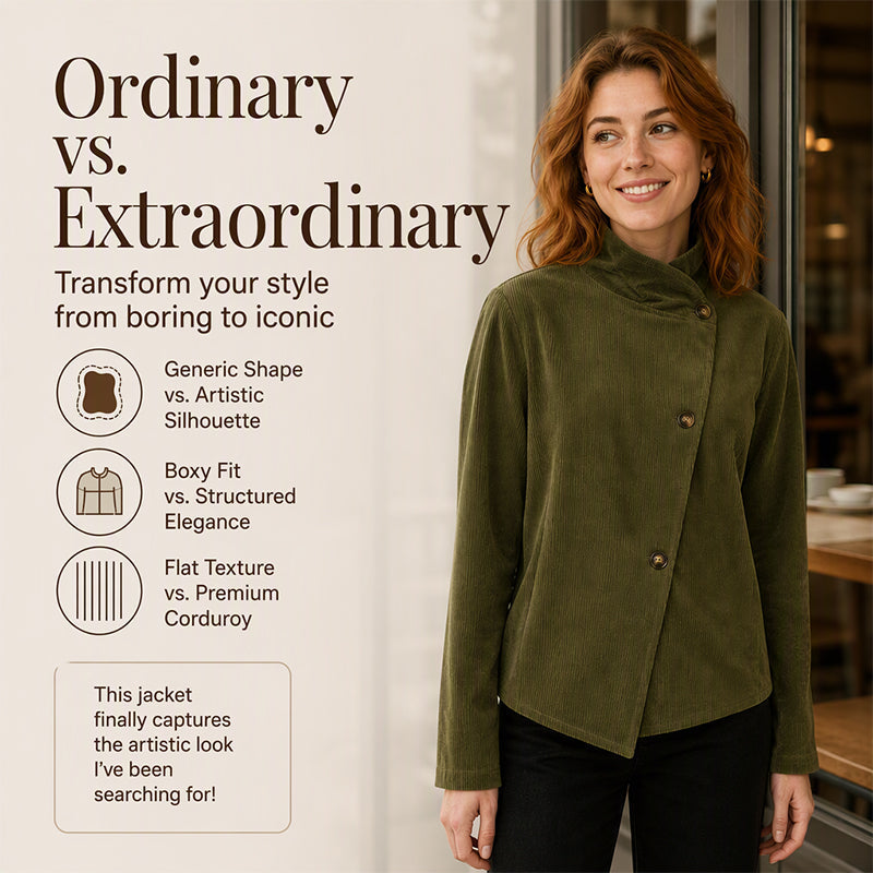 Women's Casual Corduroy Asymmetric Jacket