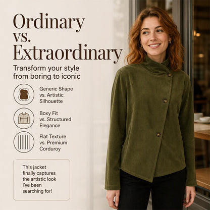 Women's Casual Corduroy Asymmetric Jacket