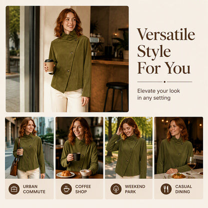 Women's Casual Corduroy Asymmetric Jacket