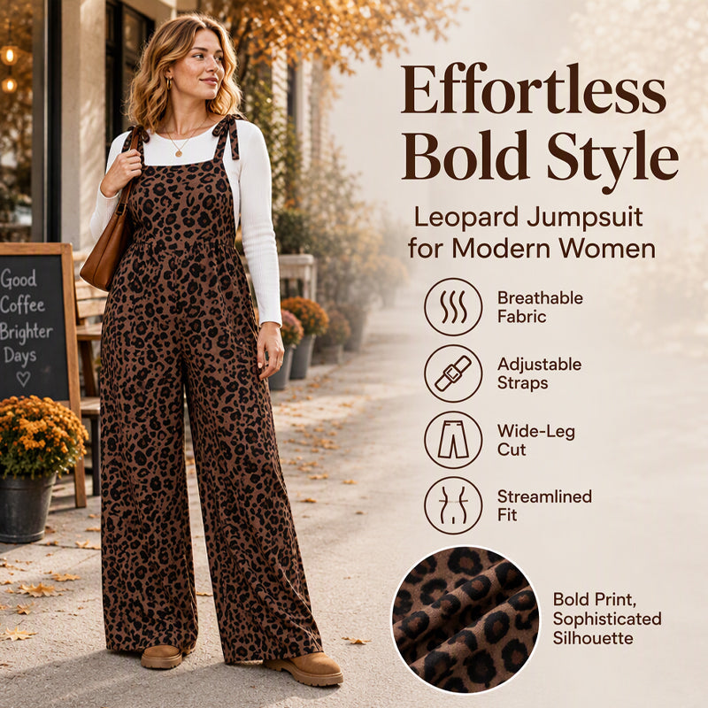 Women's Leopard Print Wide-Leg Jumpsuit