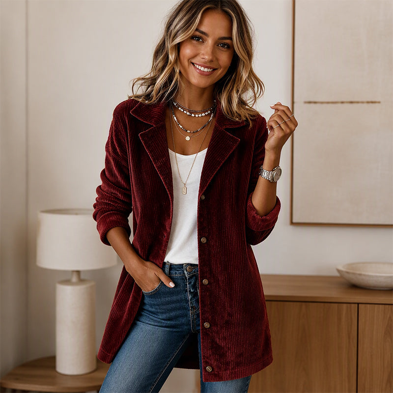 Women's Casual Corduroy Button-Down Jacket