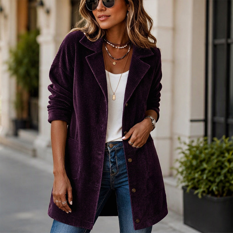 Women's Casual Corduroy Button-Down Jacket