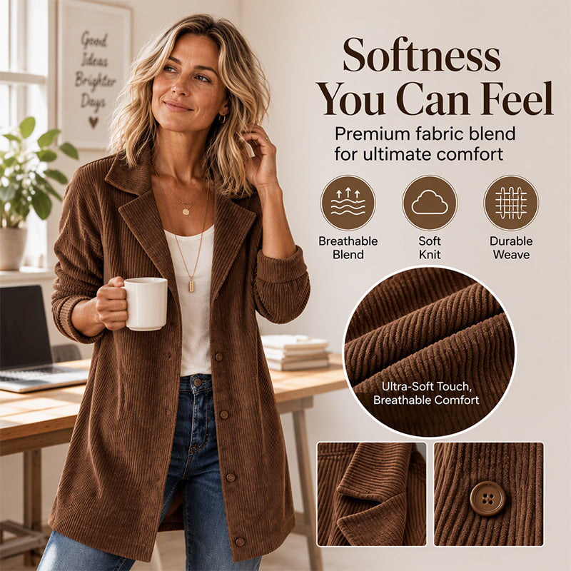 Women's Casual Corduroy Button-Down Jacket