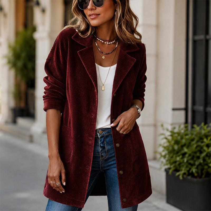 Women's Casual Corduroy Button-Down Jacket