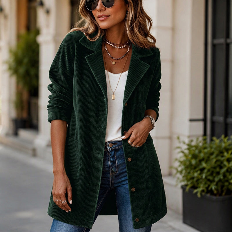 Women's Casual Corduroy Button-Down Jacket
