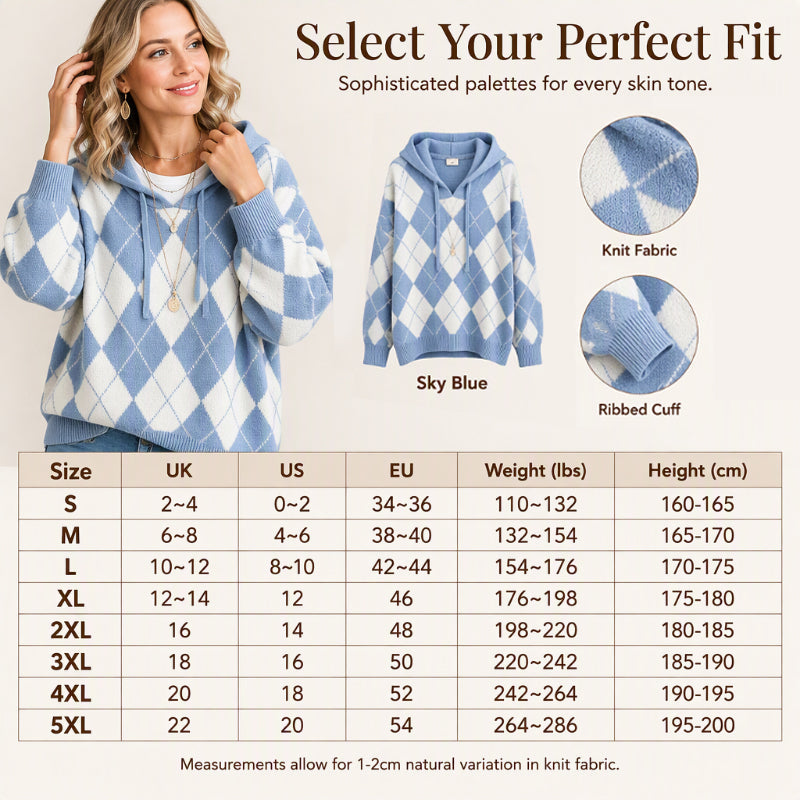 💖Women's Casual Argyle Hooded Sweater