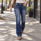 Women's Double-Button High-Waisted Bootcut Jeans