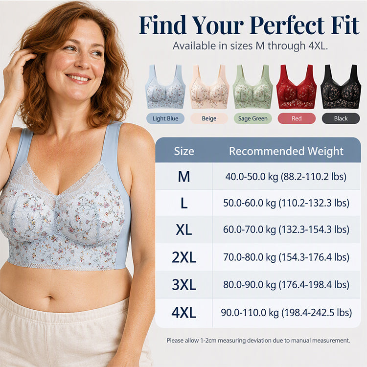 Women's Seamless Floral Lace Support Bra