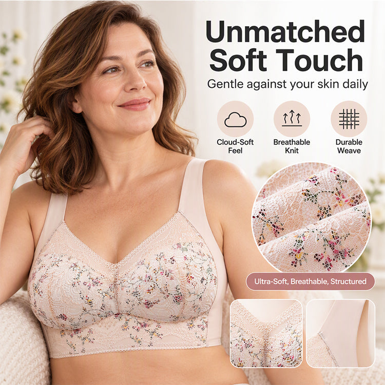 Women's Seamless Floral Lace Support Bra