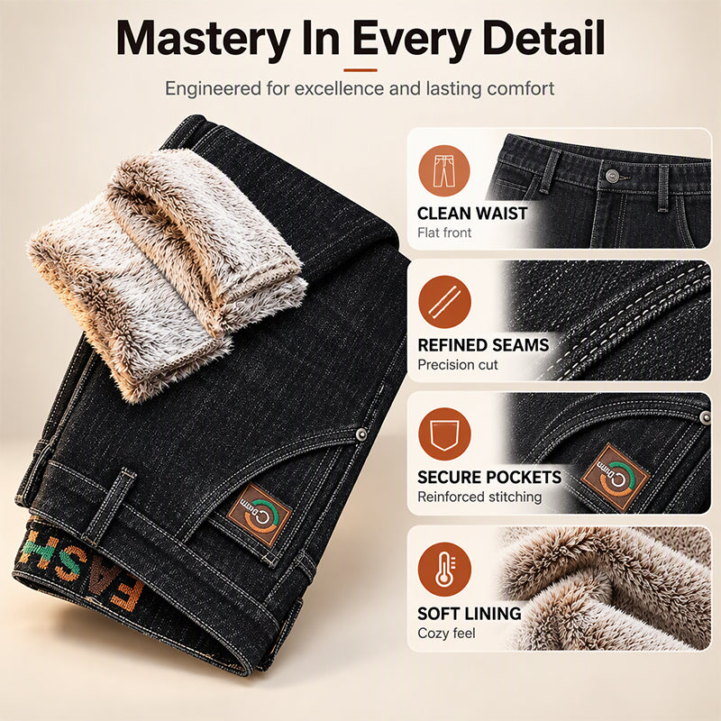 Men's Thick Plush-Lined Stretch Jeans