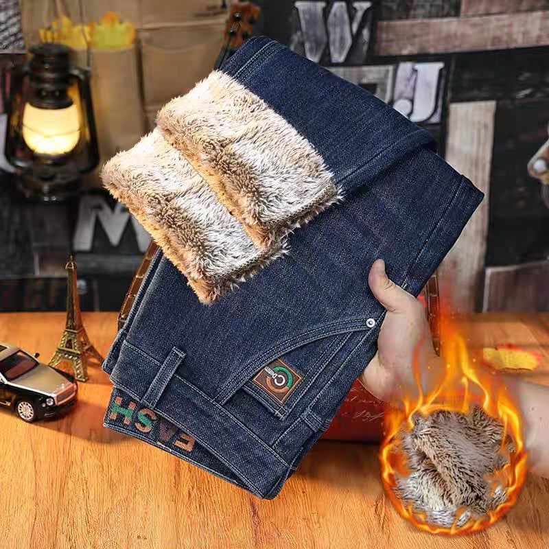 Men's Thick Plush-Lined Stretch Jeans