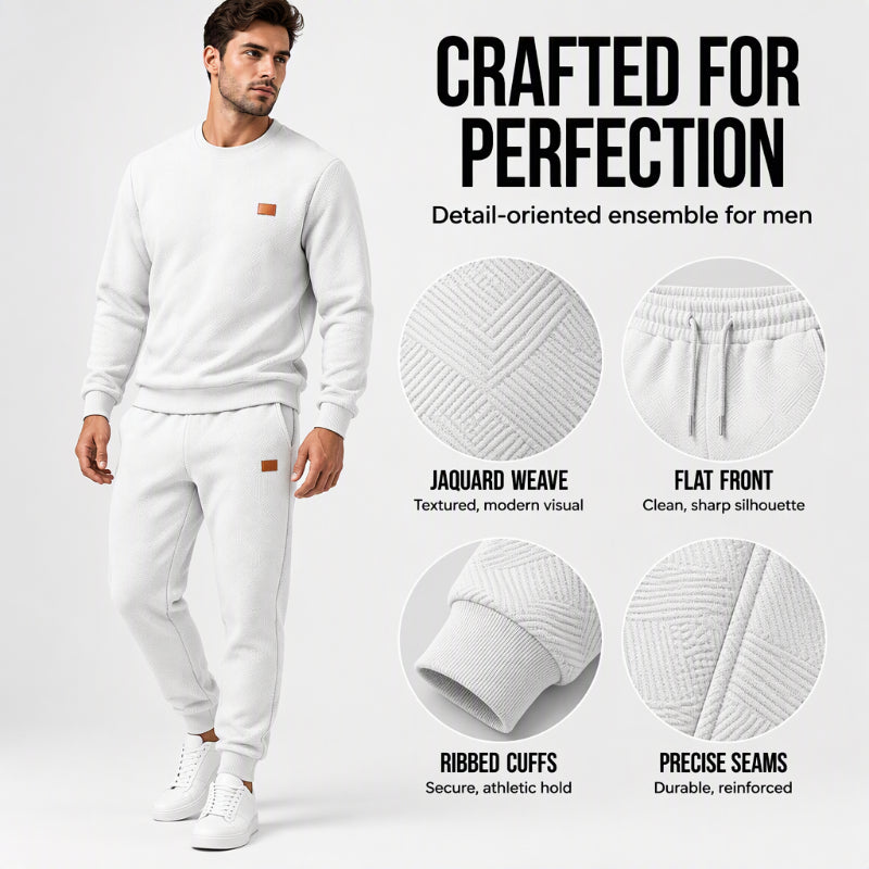 🌈 Men's Casual Textured Jacquard Sports Set