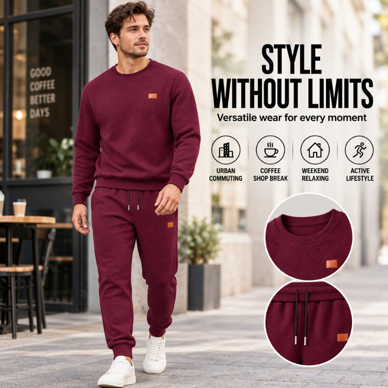 🌈 Men's Casual Textured Jacquard Sports Set