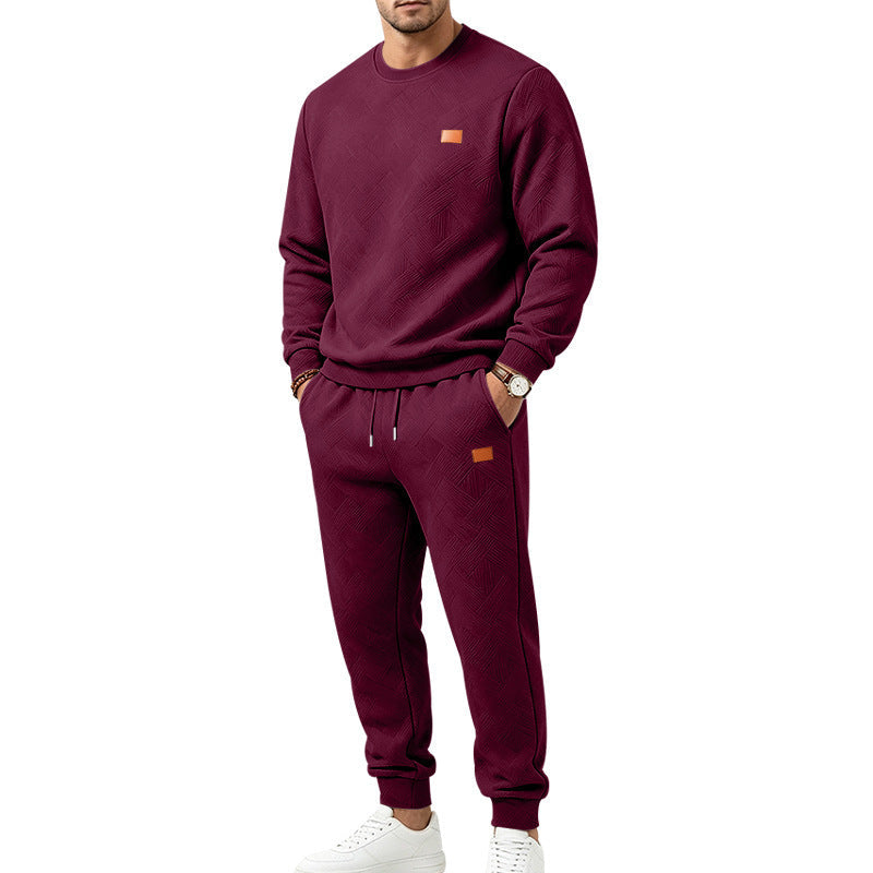 🌈 Men's Casual Textured Jacquard Sports Set