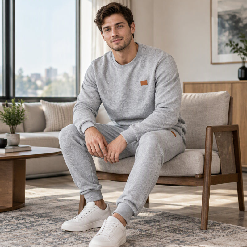 🌈 Men's Casual Textured Jacquard Sports Set