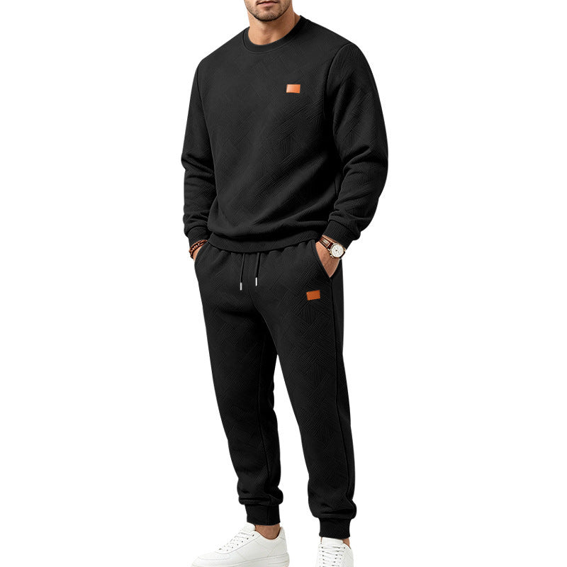 🌈 Men's Casual Textured Jacquard Sports Set