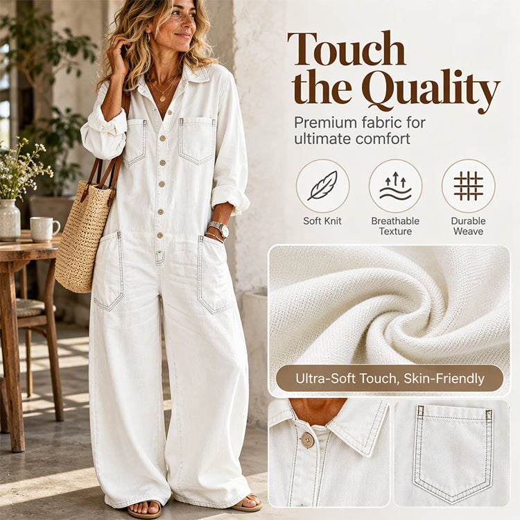Women's Vintage Collared Denim Jumpsuit