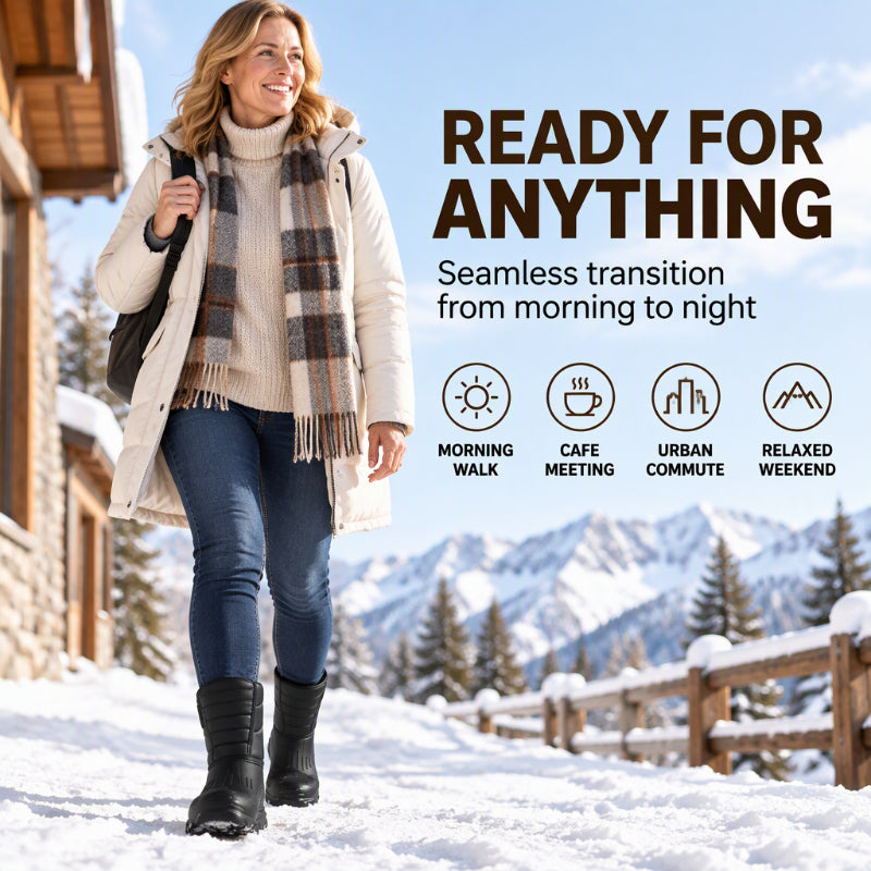 🌧️❄️ Waterproof Plush-Lined Winter Boots – All-Weather Mud & Snow Grip 👢