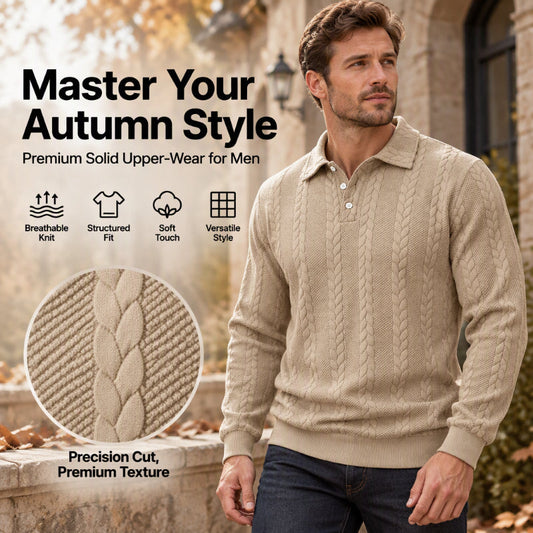 🖤Black Friday Sale🖤 ☕️ Men's Casual Jacquard Cable Texture Top