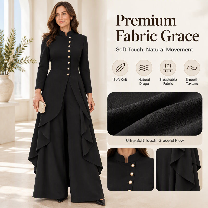 💖Black Friday Mega Deal 💖💜Free Shipping🖤Women's Elegant Longline Coat and Wide-Leg Pants Set