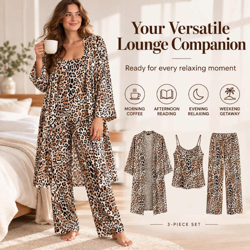 Women's Elegant Floral 3-Piece Pajama Set