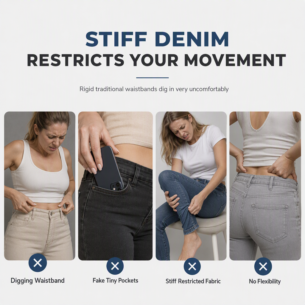 Women's High Waisted Elastic Drawstring Cargo Jeggings Skinny Denim Pants