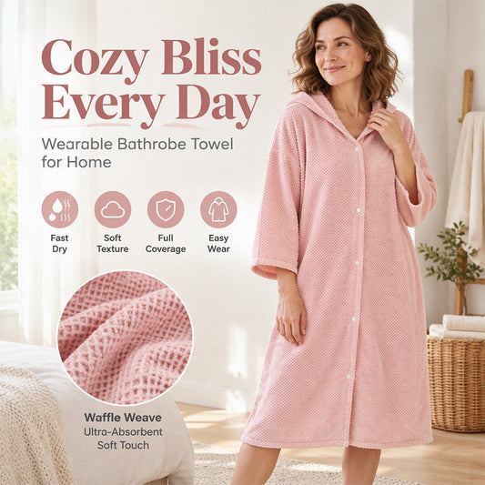 💖Black Friday Mega Deal 💖 🌺Women's Wearable Hooded Bathrobe Towel