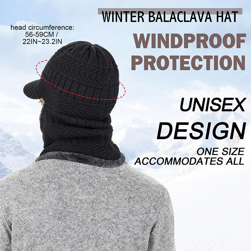 3-in-1 Winter Balaclava, Insulated Hood with Protective Goggles