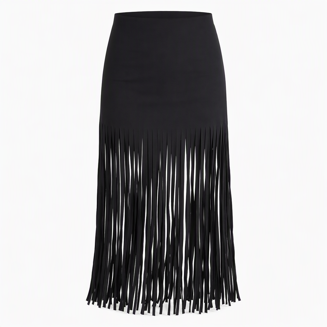 Women's Elastic Fringe Tassel Skirt Fashionable Versatile Spring and Autumn Skirt